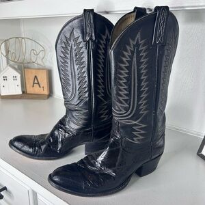Vintage Dan Post Black Western Boots Men’s 10D Classic Stitching USA Made
